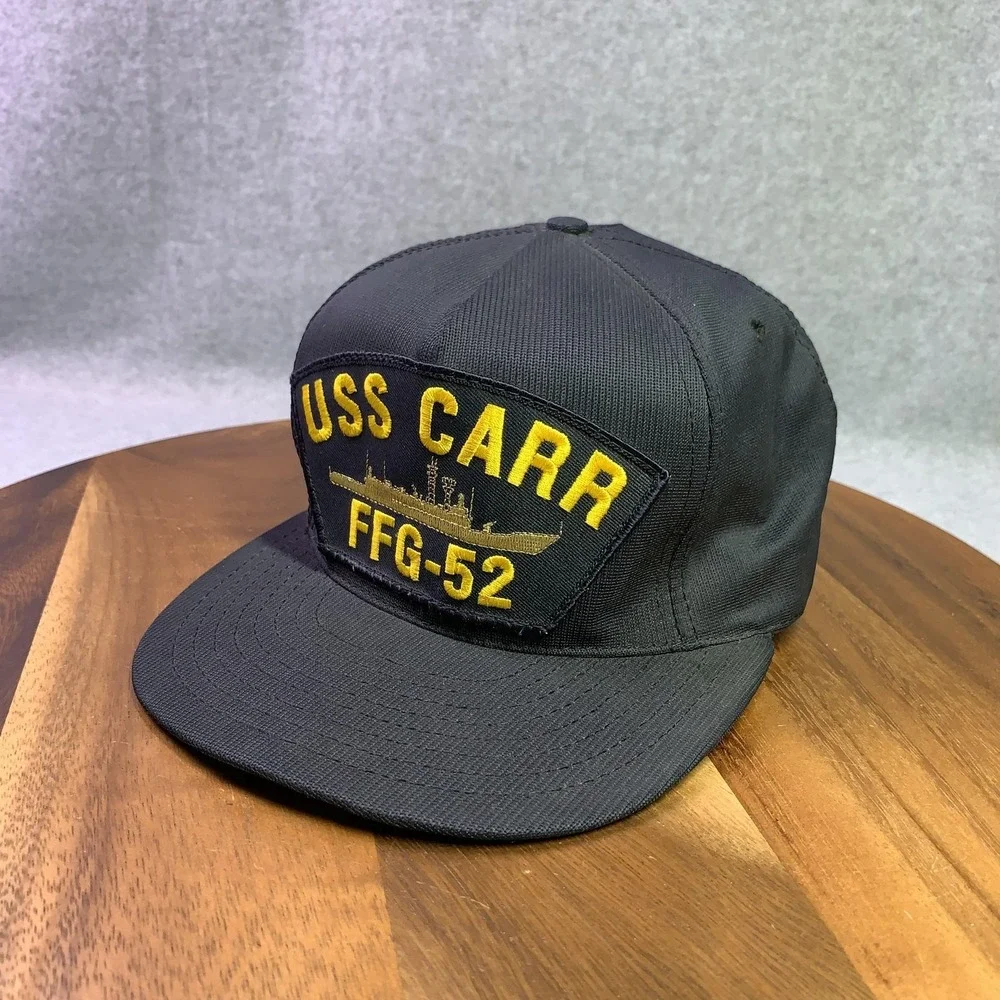 Vintage North Star USS Carr‎ FFG-52 Hat Cap Snap Back Black Embroidered USN Mens